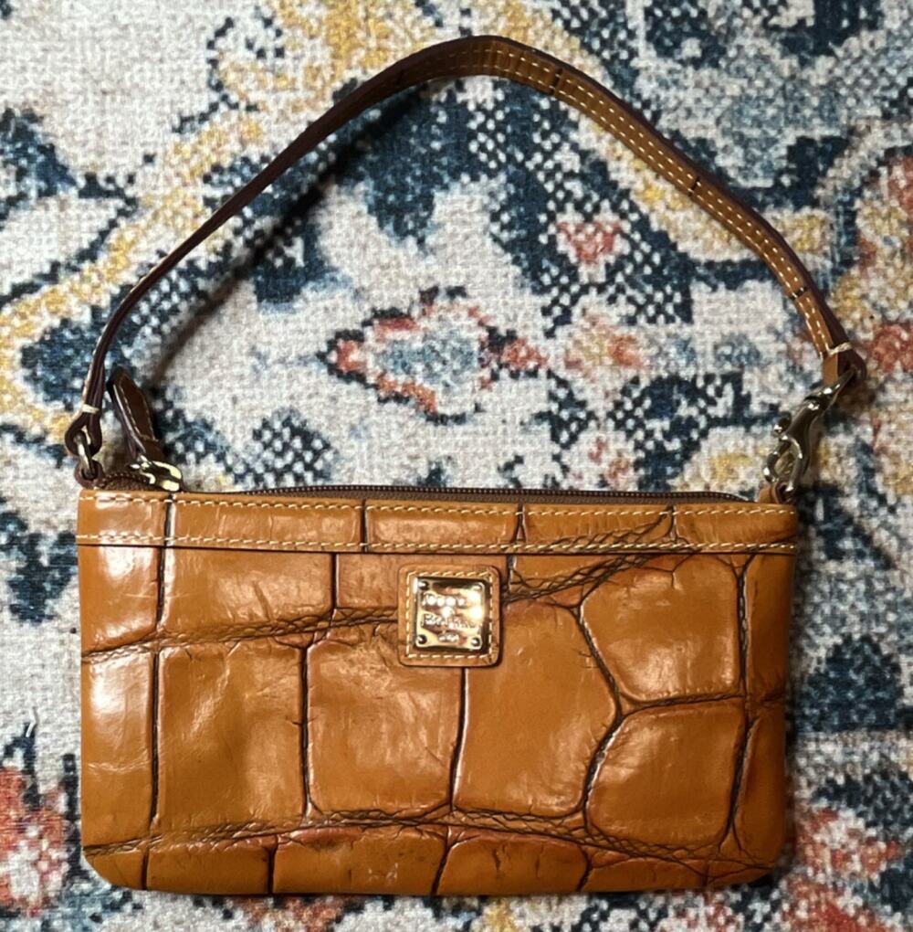 Vintage Dooney & Bourke Denison Alligator Croc Print Shoulder Bag Wristlet Y2K